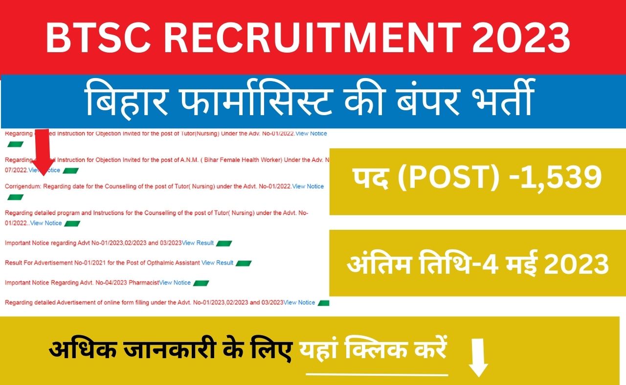 bsrtc recruitment 2023 bumper job vacancy for pharmacisist ,click here to know all the detail and how to apply for the job