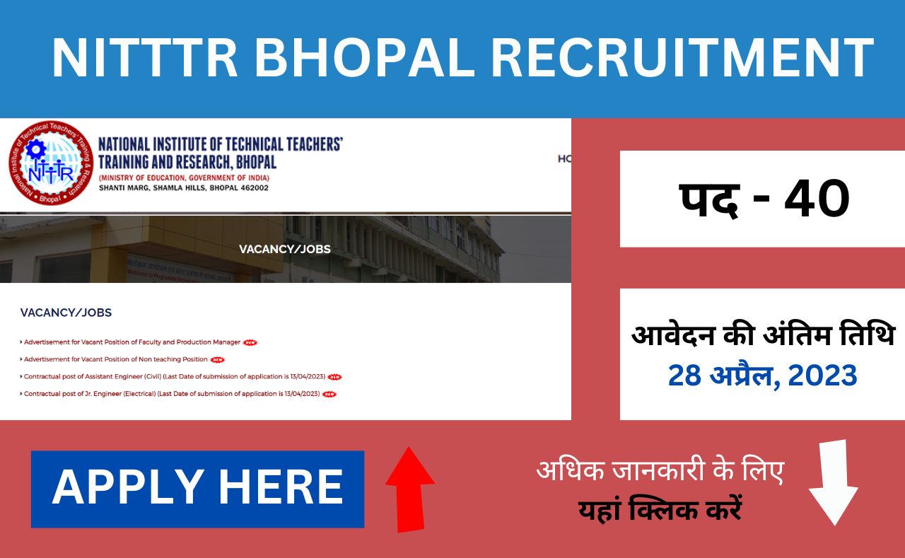 nittttr bhopal recruitment 2023 job vacancy click here to know related details