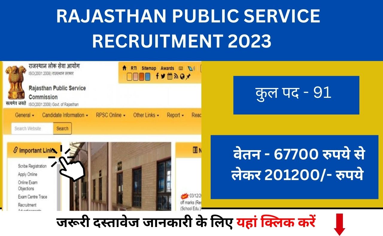 Rajasthan public service recruitment 2023 apply here for the job vacancy details