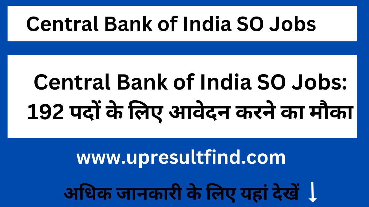Central Bank of India SO Jobs