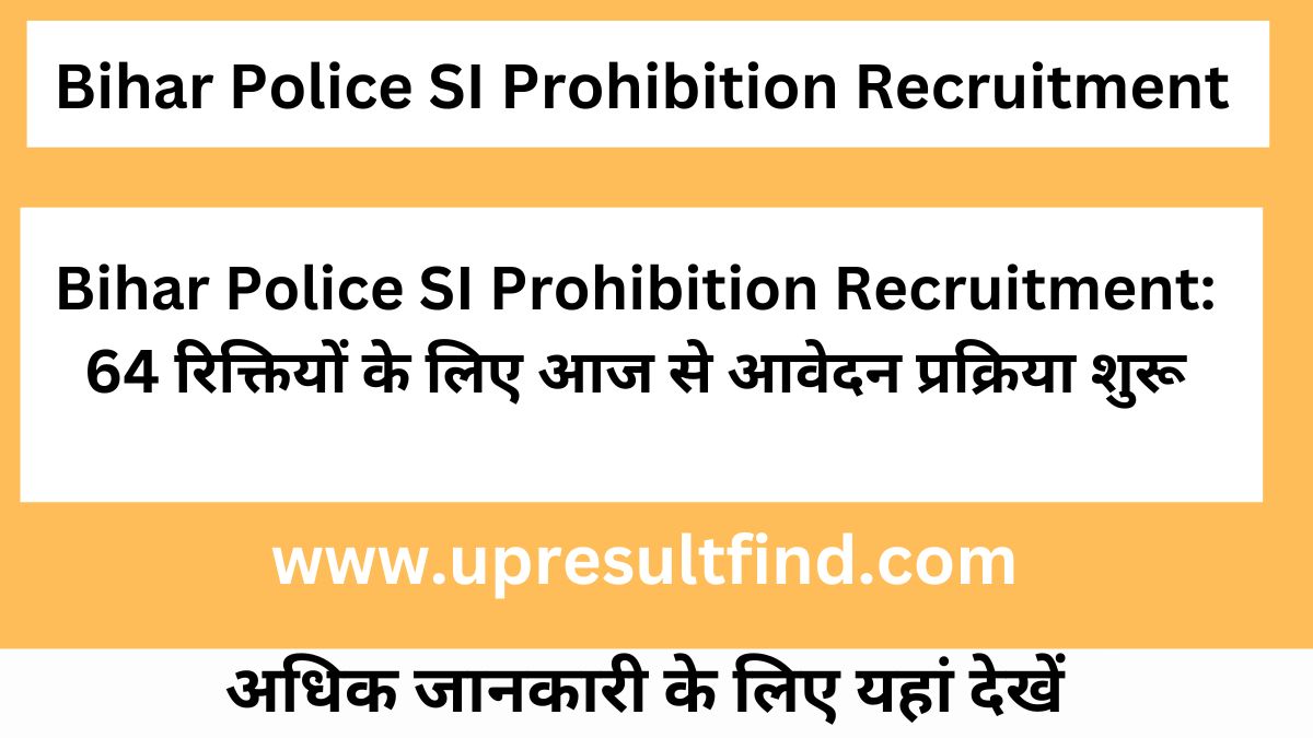 Bihar Police SI Prohibition Recruitment: